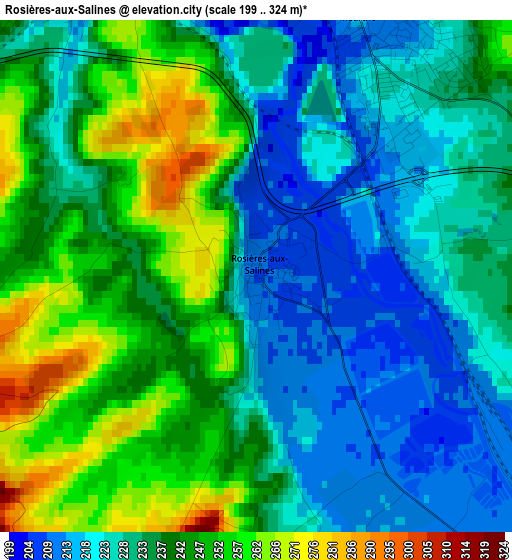 Rosières-aux-Salines elevation map