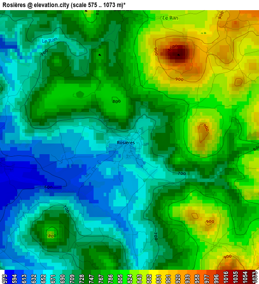 Rosières elevation map