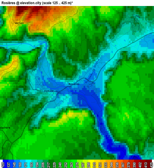 Rosières elevation map