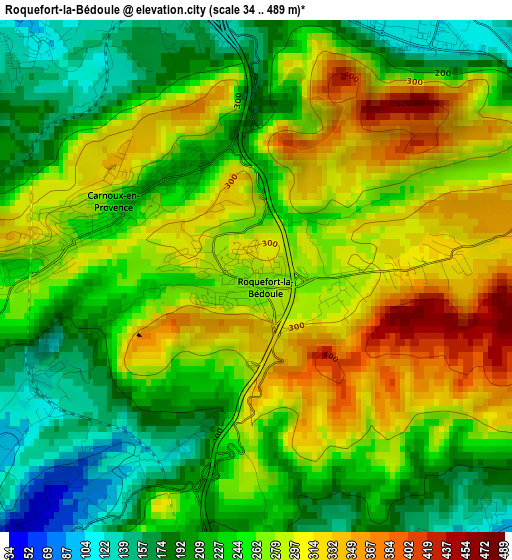 Roquefort-la-Bédoule elevation map