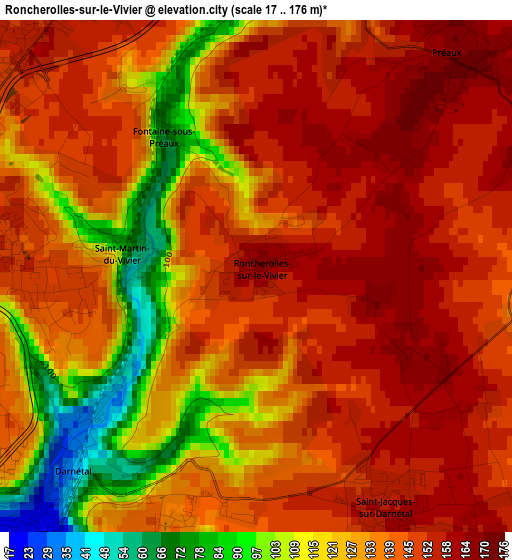 Roncherolles-sur-le-Vivier elevation map