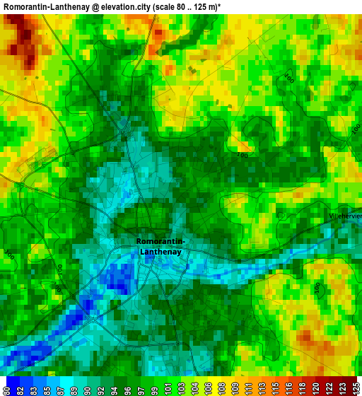 Romorantin-Lanthenay elevation map