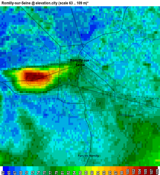 Romilly-sur-Seine elevation map