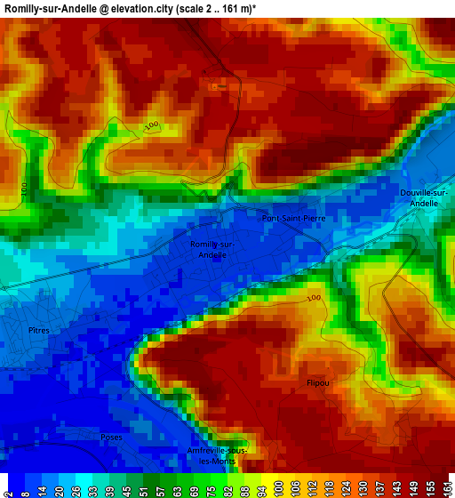 Romilly-sur-Andelle elevation map