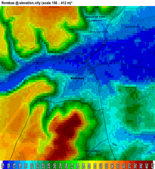 Rombas elevation map