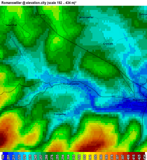 Romanswiller elevation map