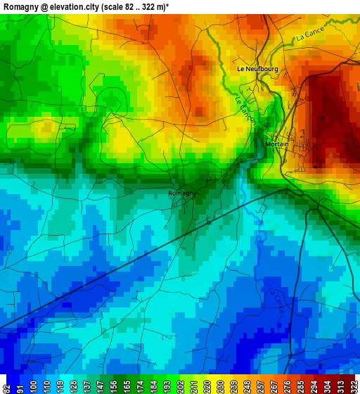 Romagny elevation map