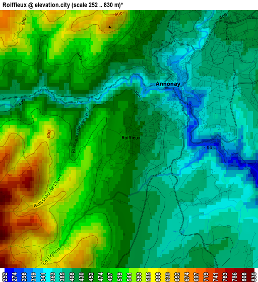 Roiffieux elevation map