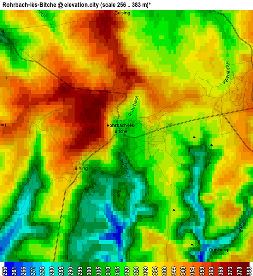 Rohrbach-lès-Bitche elevation map