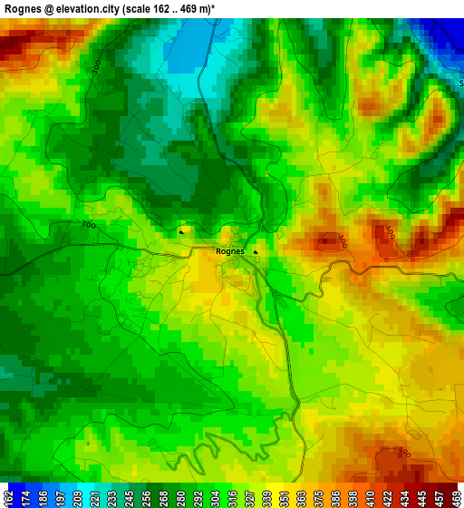 Rognes elevation map