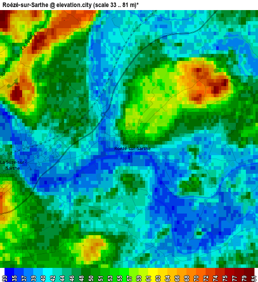 Roézé-sur-Sarthe elevation map