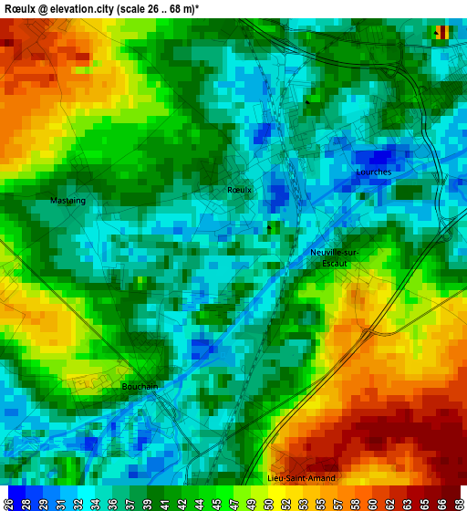 Rœulx elevation map