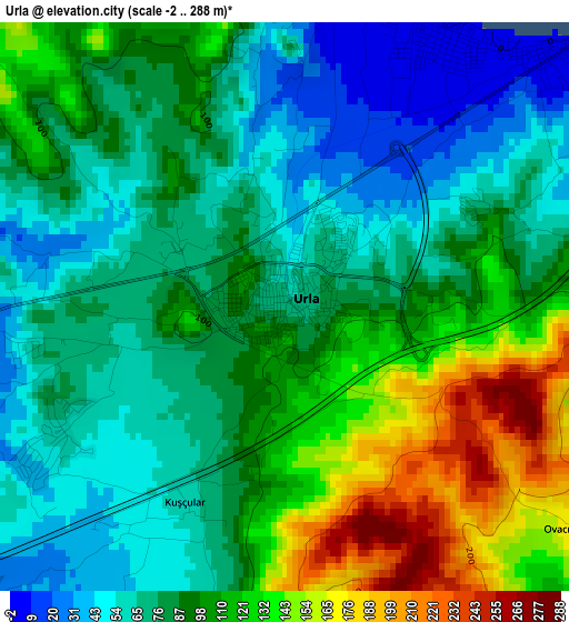 Urla elevation map