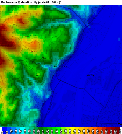 Rochemaure elevation map