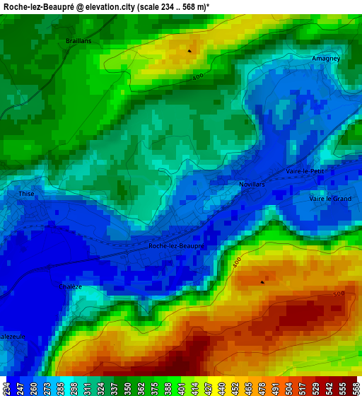 Roche-lez-Beaupré elevation map