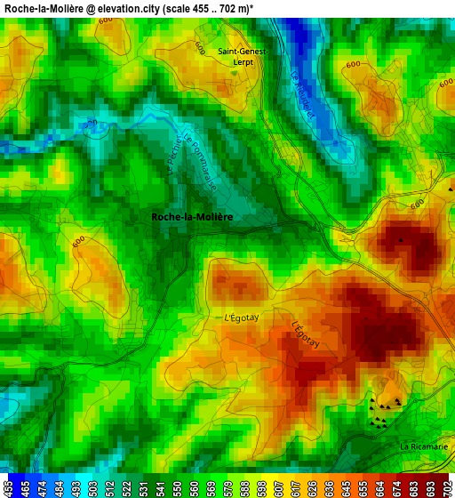 Roche-la-Molière elevation map