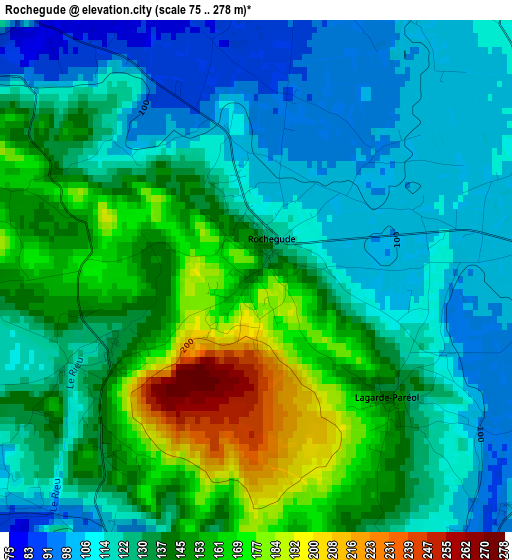 Rochegude elevation map