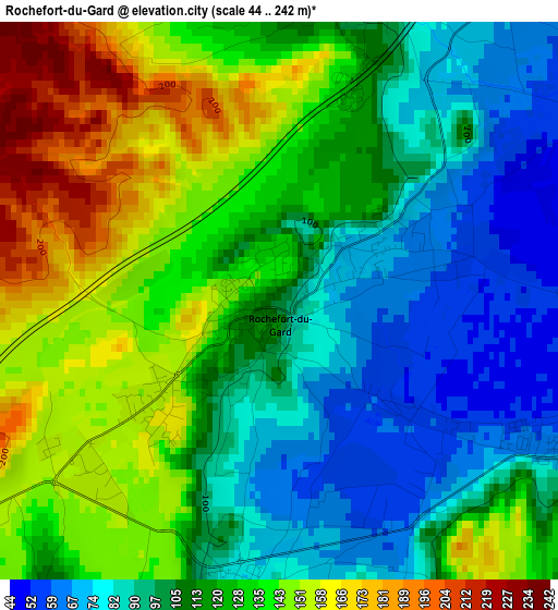 Rochefort-du-Gard elevation map