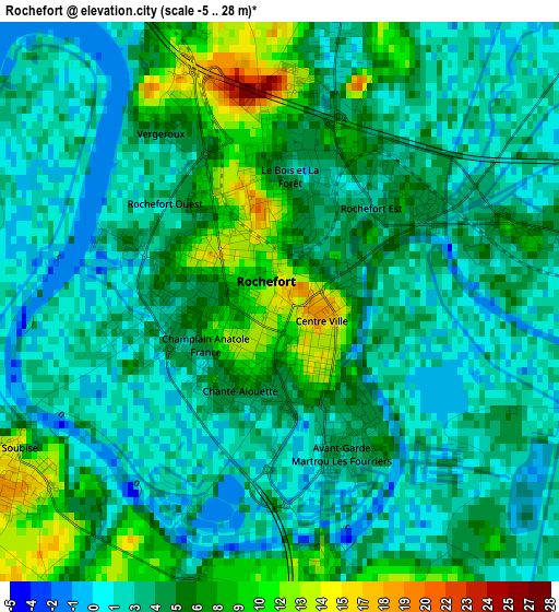 Rochefort elevation map