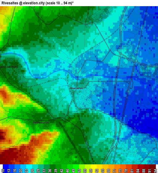 Rivesaltes elevation map