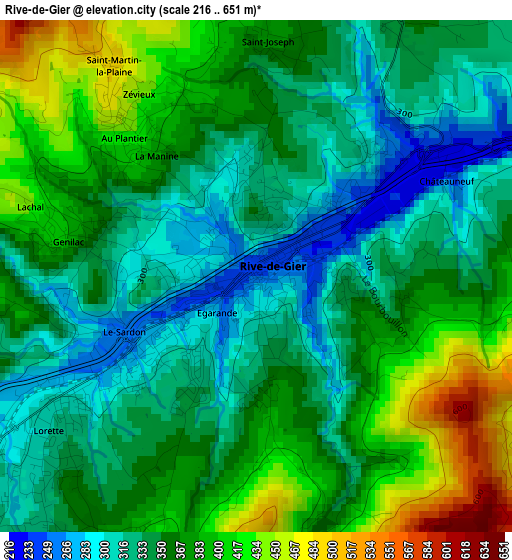 Rive-de-Gier elevation map