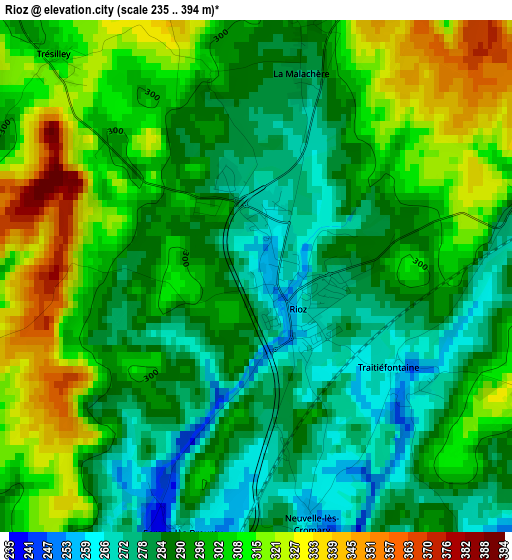 Rioz elevation map