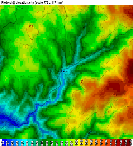 Riotord elevation map