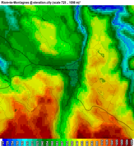 Riom-ès-Montagnes elevation map