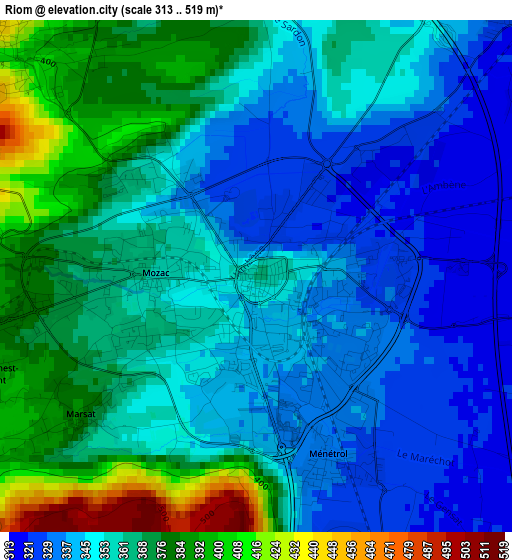 Riom elevation map