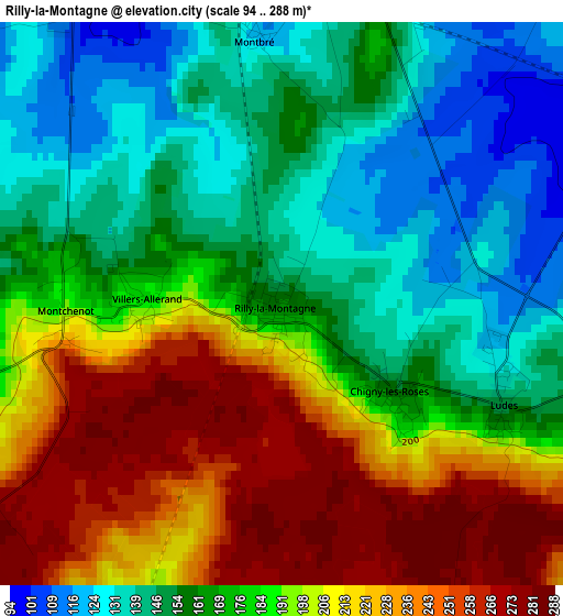 Rilly-la-Montagne elevation map