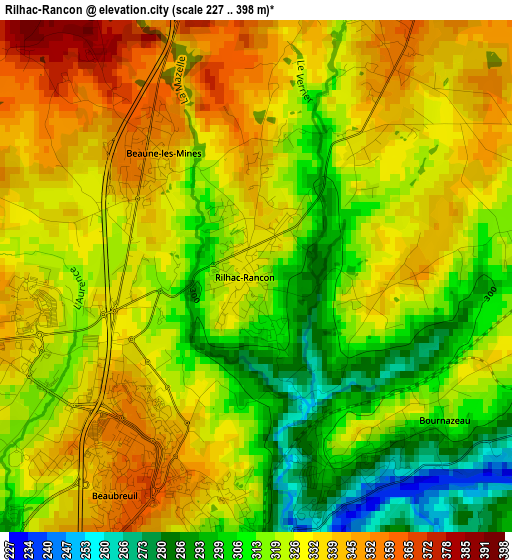 Rilhac-Rancon elevation map