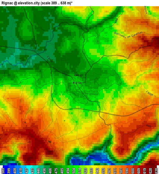 Rignac elevation map