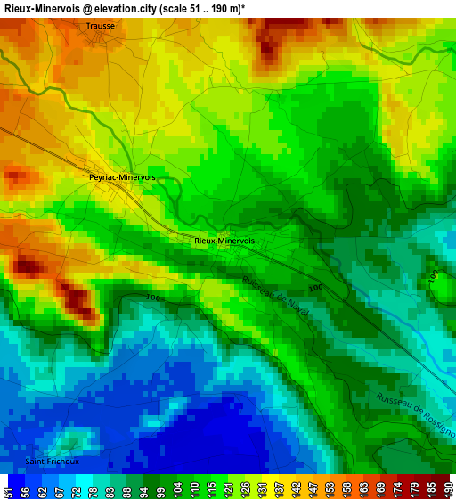 Rieux-Minervois elevation map