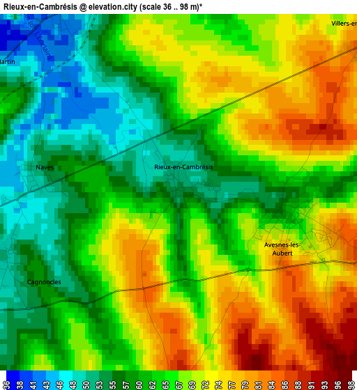 Rieux-en-Cambrésis elevation map