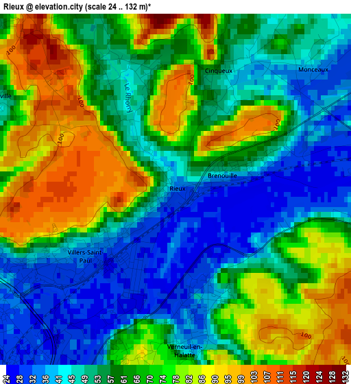 Rieux elevation map