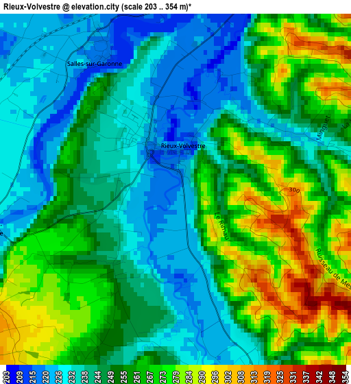 Rieux-Volvestre elevation map