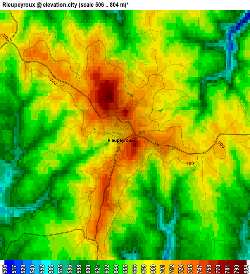 Rieupeyroux elevation map