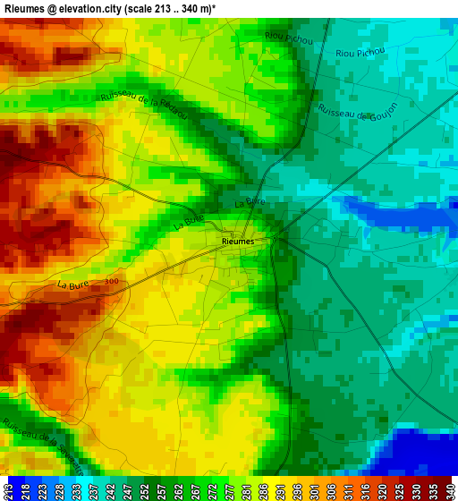 Rieumes elevation map