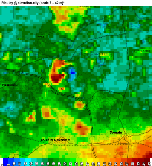 Rieulay elevation map