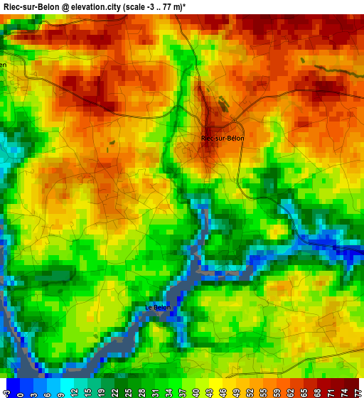 Riec-sur-Belon elevation map