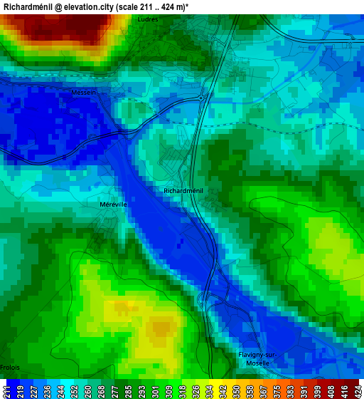 Richardménil elevation map