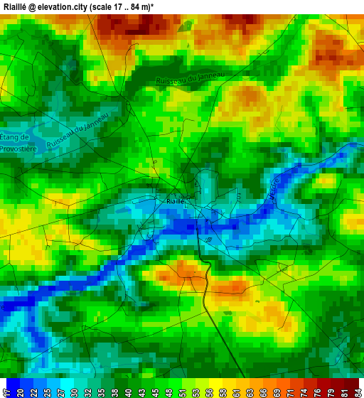 Riaillé elevation map