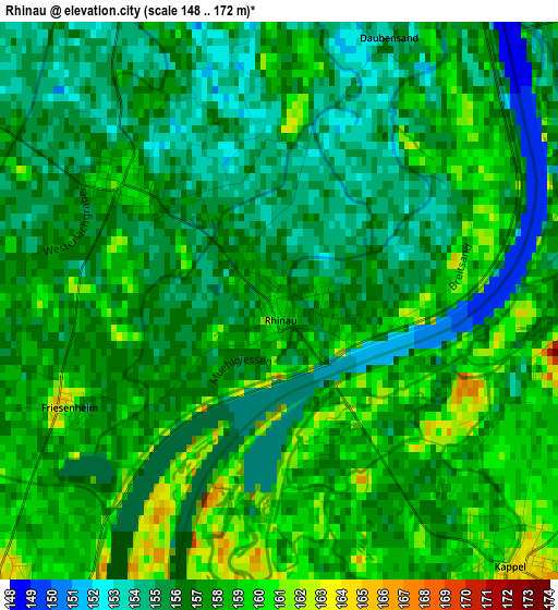 Rhinau elevation map