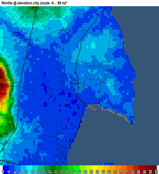 Réville elevation map