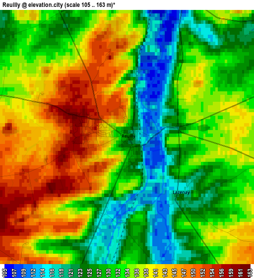 Reuilly elevation map