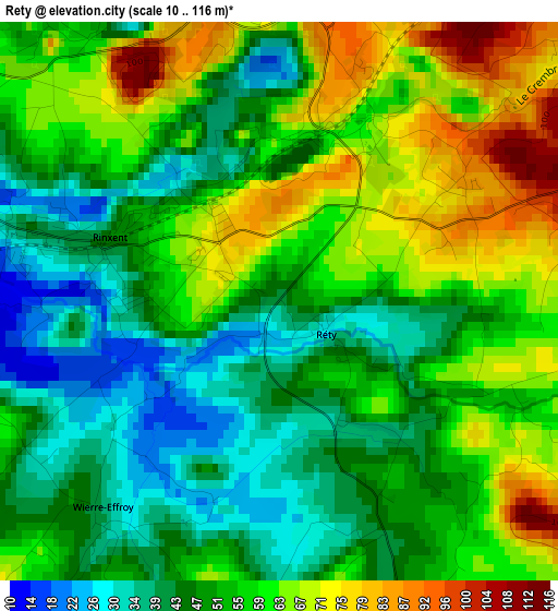 Rety elevation map