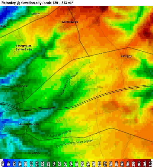 Retonfey elevation map