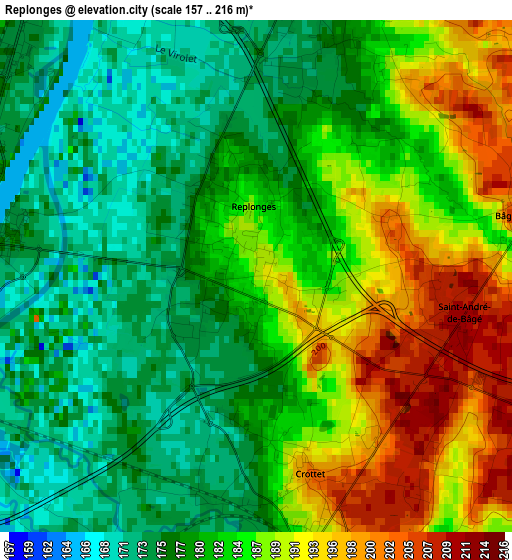 Replonges elevation map