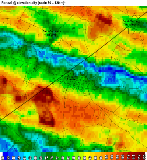 Renazé elevation map