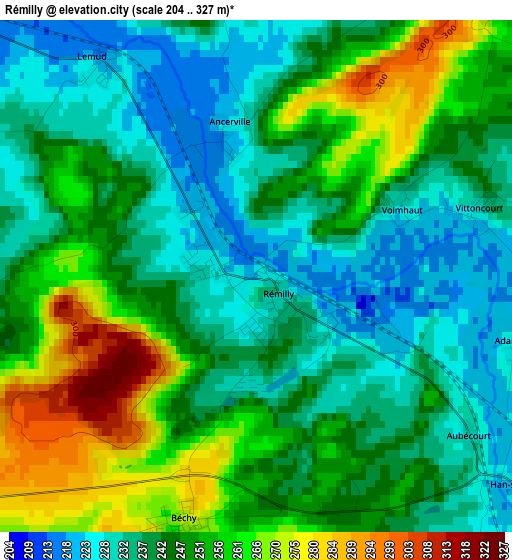 Rémilly elevation map